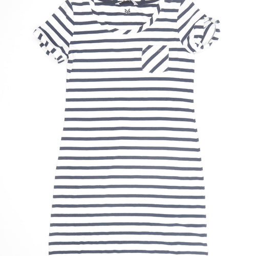 Crew Clothing Co. Women's Blue Striped T-Shirt Dress Size 10
