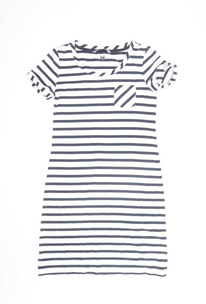 Crew Clothing Co. Women's Blue Striped T-Shirt Dress Size 10