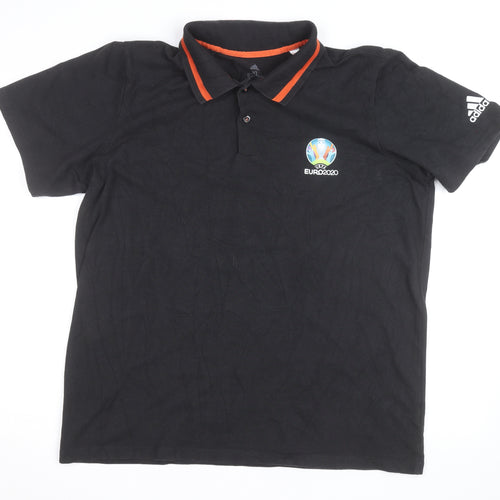 Adidas Men’s Black Euro 2020 Polo Shirt XL Short Sleeve Cotton