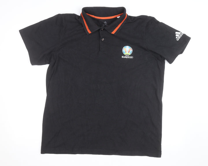 Adidas Men’s Black Euro 2020 Polo Shirt XL Short Sleeve Cotton