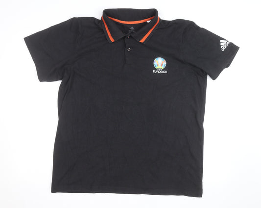 Adidas Men’s Black Euro 2020 Polo Shirt XL Short Sleeve Cotton