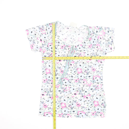 Vackrat Women's Multicoloured Floral Cotton Scoop Neck T-Shirt M