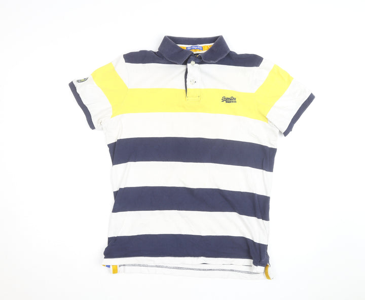Superdry Men's Multicoloured Striped Cotton Polo Shirt XL
