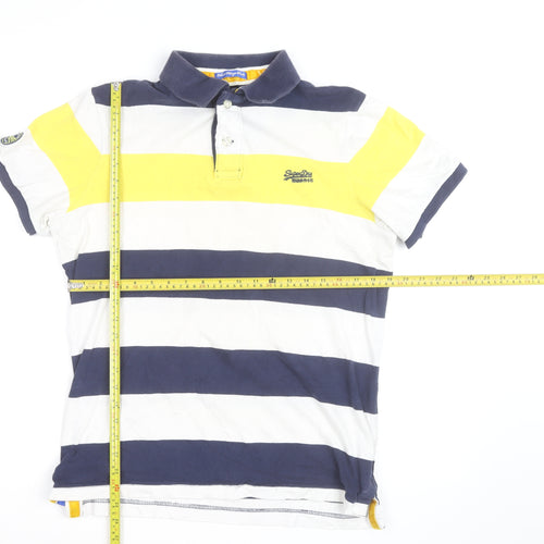 Superdry Men's Multicoloured Striped Cotton Polo Shirt XL