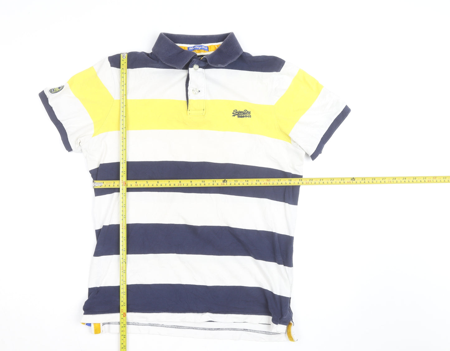 Superdry Men's Multicoloured Striped Cotton Polo Shirt XL