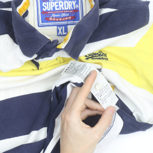 Superdry Men's Multicoloured Striped Cotton Polo Shirt XL