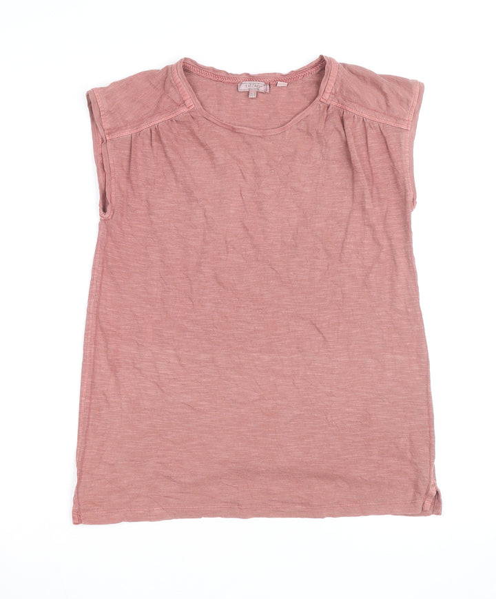 Fat Face Women Pink Cotton Sleeveless Scoop Neck T-Shirt Size 12