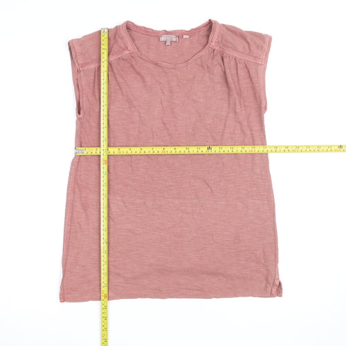 Fat Face Women Pink Cotton Sleeveless Scoop Neck T-Shirt Size 12