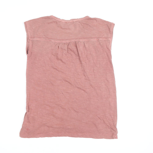 Fat Face Women Pink Cotton Sleeveless Scoop Neck T-Shirt Size 12