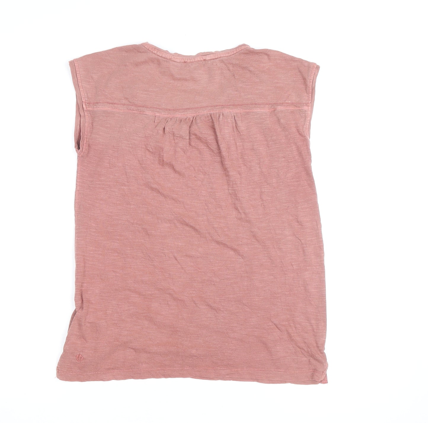 Fat Face Women Pink Cotton Sleeveless Scoop Neck T-Shirt Size 12
