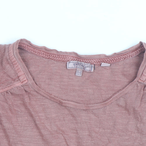 Fat Face Women Pink Cotton Sleeveless Scoop Neck T-Shirt Size 12