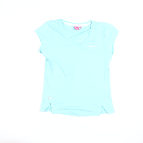 LA Gear Women's Blue V-Neck Short Sleeve Active T-Shirt Size 12