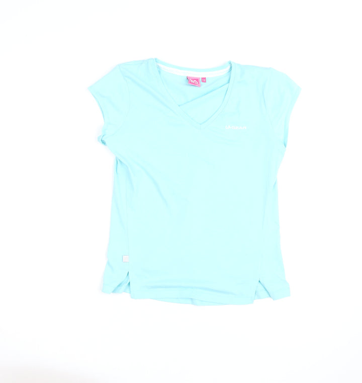 LA Gear Women's Blue V-Neck Short Sleeve Active T-Shirt Size 12