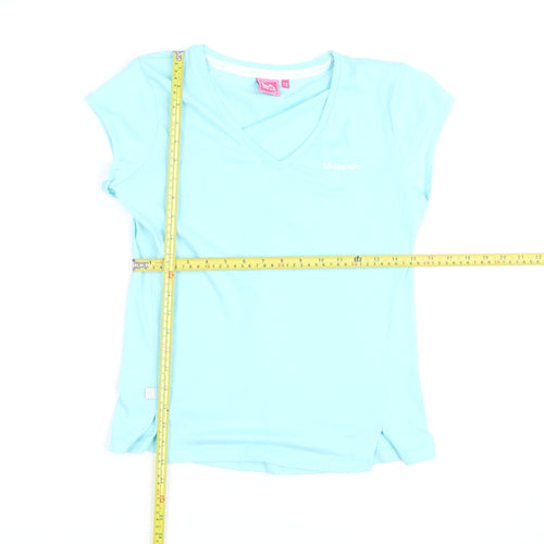 LA Gear Women's Blue V-Neck Short Sleeve Active T-Shirt Size 12