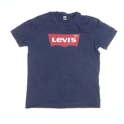 Levi's Men's Blue Graphic Logo Crew Neck T-Shirt Size M