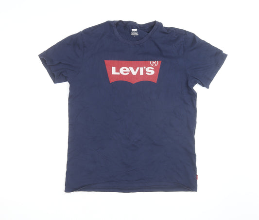 Levi's Men's Blue Graphic Logo Crew Neck T-Shirt Size M