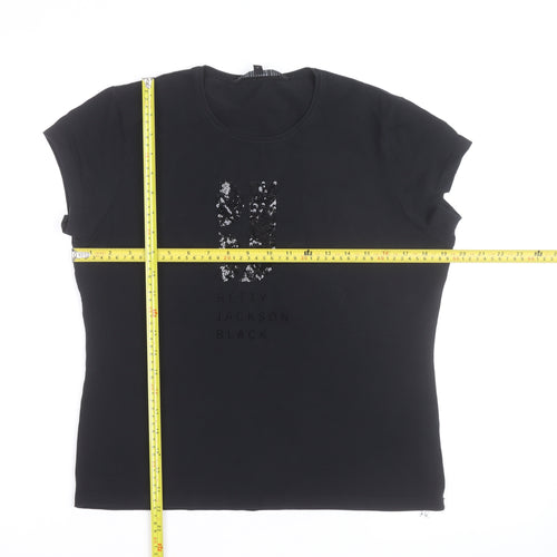 Betty Jackson Black Women's Size 16 Black Sequin Cotton T-Shirt
