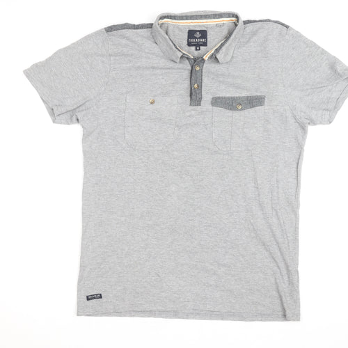 Threadbare Men's Grey Short Sleeve Collared Polo Shirt Size M
