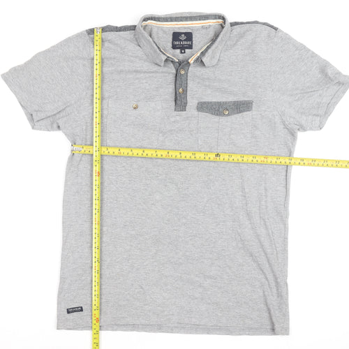 Threadbare Men's Grey Short Sleeve Collared Polo Shirt Size M