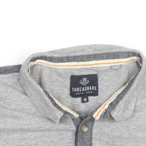 Threadbare Men's Grey Short Sleeve Collared Polo Shirt Size M