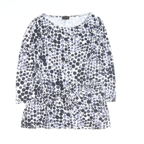 Phase Eight Women's Blue Polka Dot Tie Waist Tunic Top Size 10