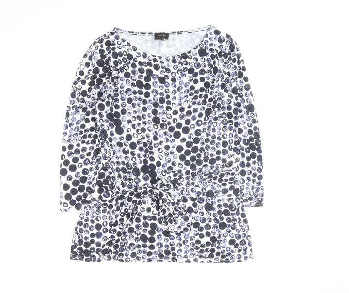 Phase Eight Women's Blue Polka Dot Tie Waist Tunic Top Size 10