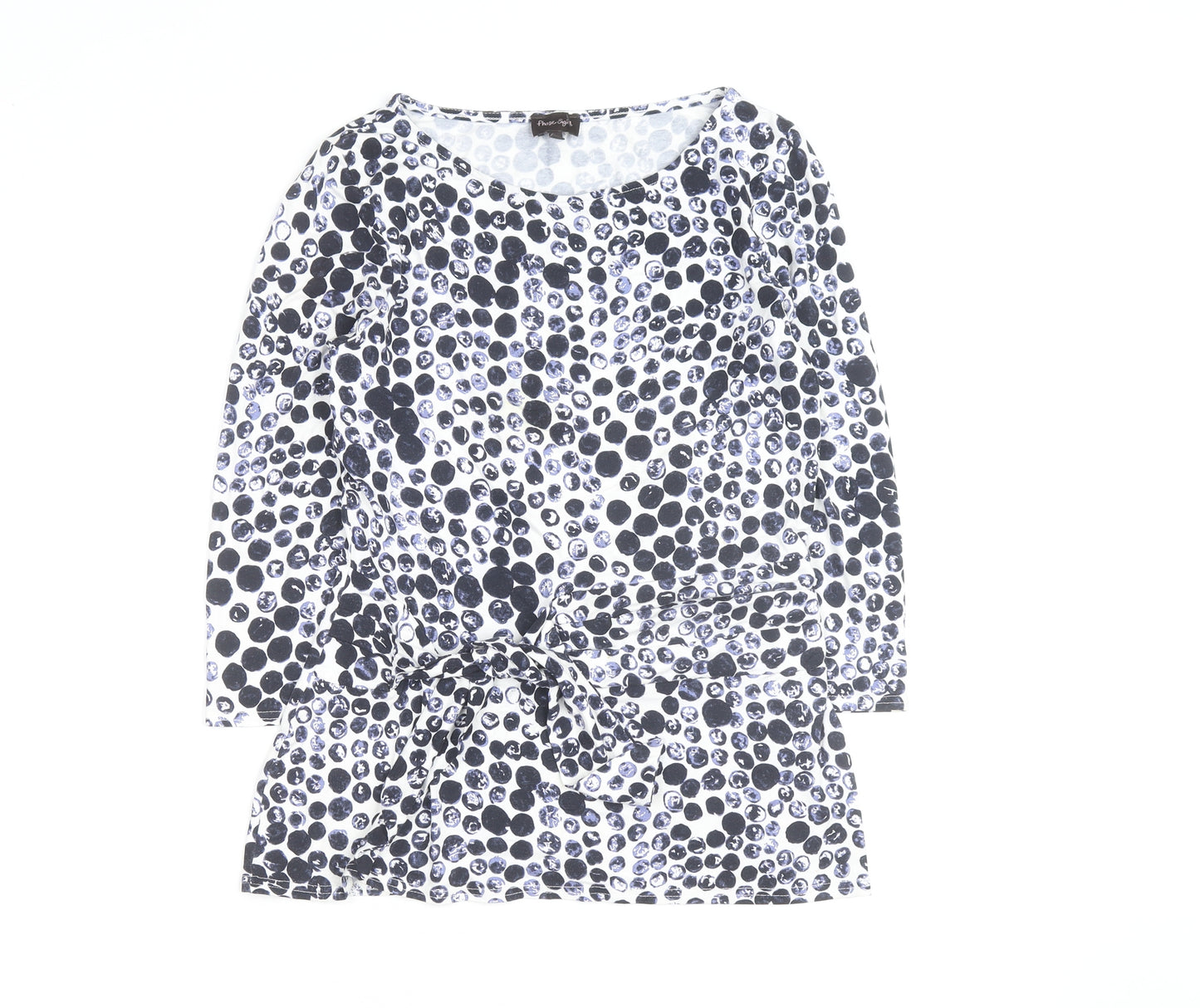 Phase Eight Women's Blue Polka Dot Tie Waist Tunic Top Size 10