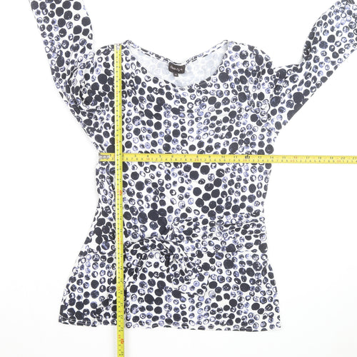 Phase Eight Women's Blue Polka Dot Tie Waist Tunic Top Size 10