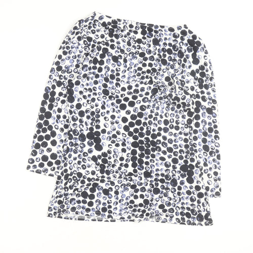 Phase Eight Women's Blue Polka Dot Tie Waist Tunic Top Size 10