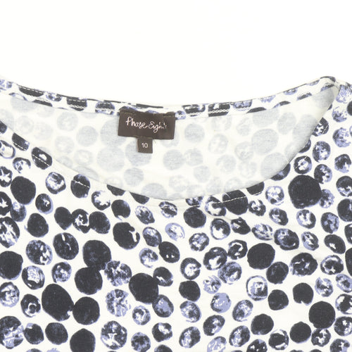 Phase Eight Women's Blue Polka Dot Tie Waist Tunic Top Size 10