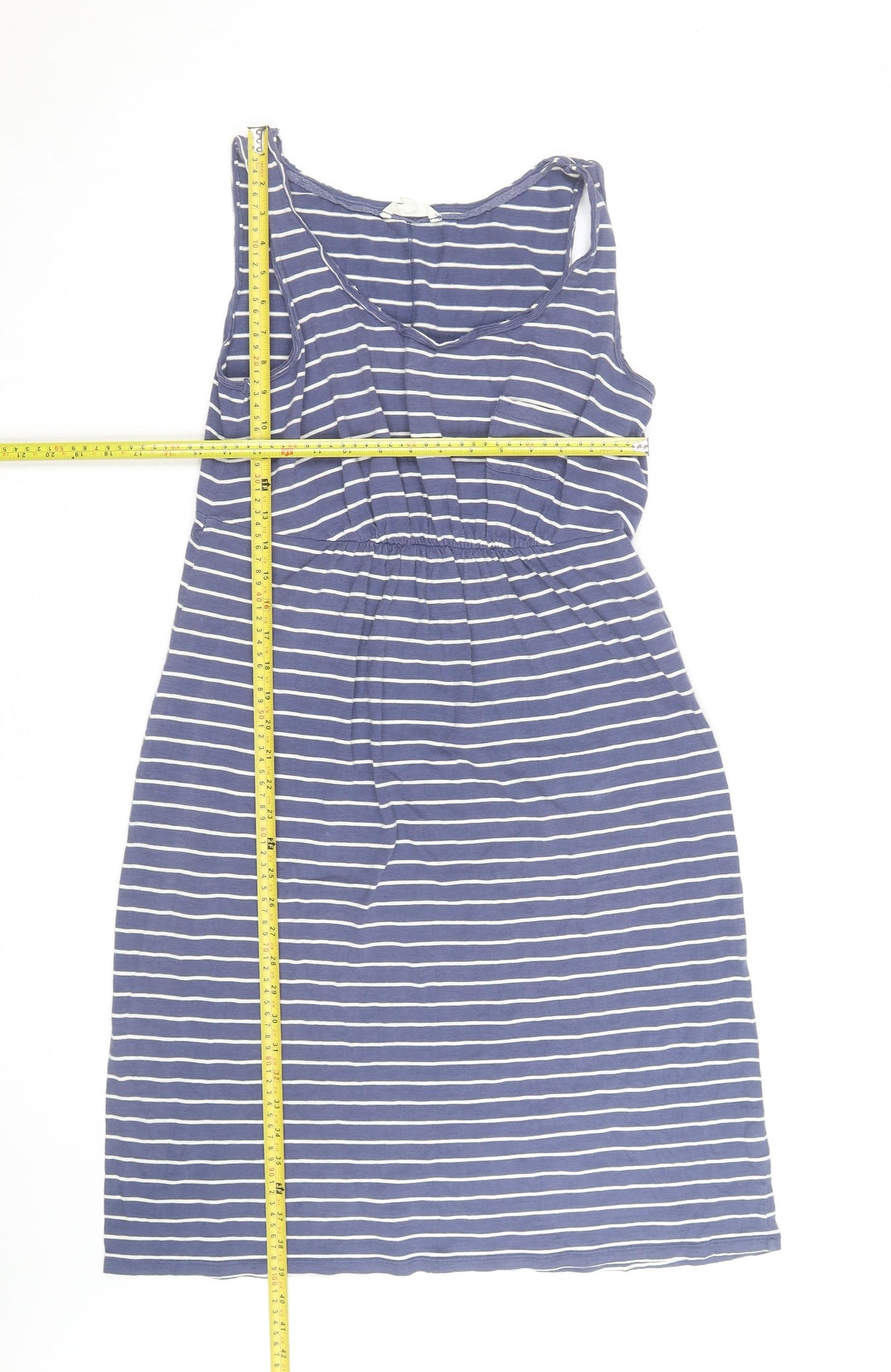 H&M Womens Blue White Striped Tank Dress Size M Casual Summer