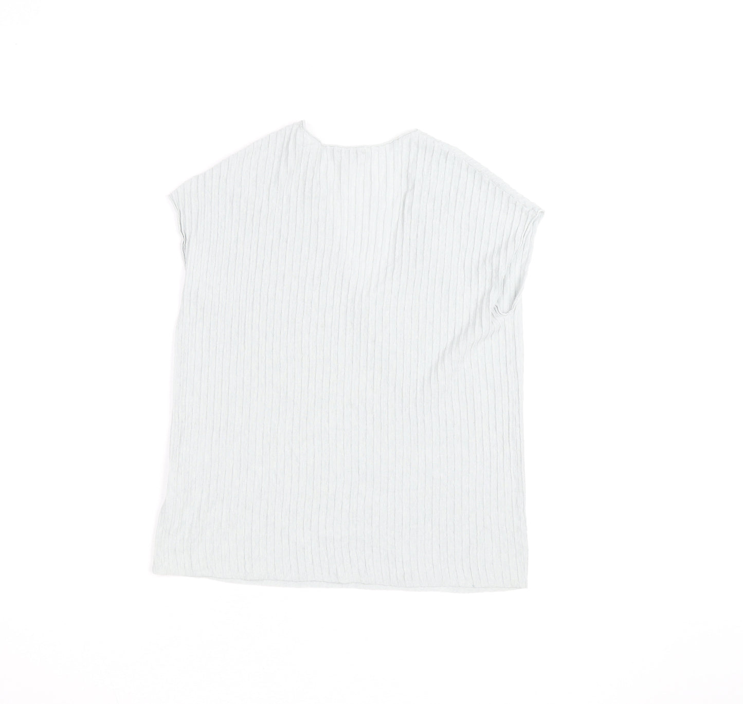 Jigsaw Women’s Ivory V-Neck Textured Cotton Linen T-Shirt Size S