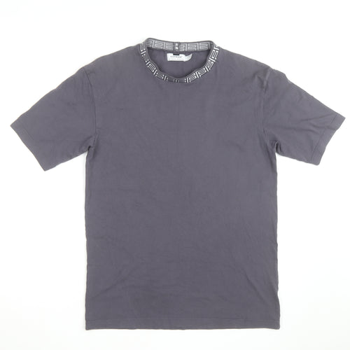 Topman Men's Grey Cotton Crew Neck Short Sleeve Regular Fit T-Shirt Size S