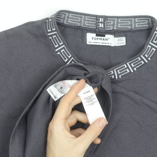 Topman Men's Grey Cotton Crew Neck Short Sleeve Regular Fit T-Shirt Size S