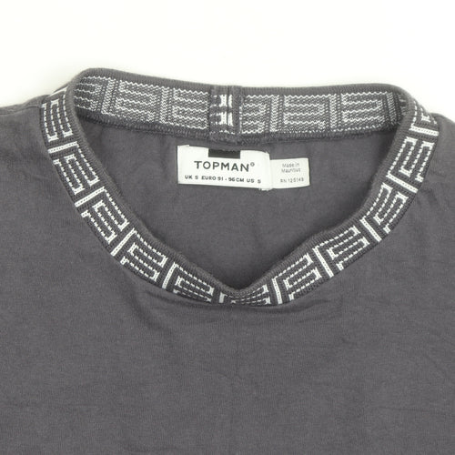 Topman Men's Grey Cotton Crew Neck Short Sleeve Regular Fit T-Shirt Size S