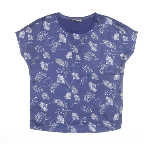 Laura Ashley Women's Blue Floral Short Sleeve Blouse UK 10