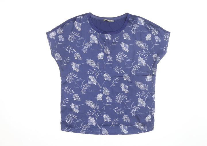 Laura Ashley Women's Blue Floral Short Sleeve Blouse UK 10