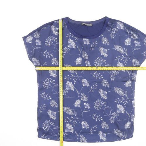 Laura Ashley Women's Blue Floral Short Sleeve Blouse UK 10