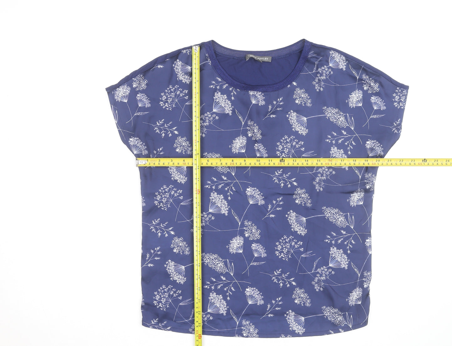 Laura Ashley Women's Blue Floral Short Sleeve Blouse UK 10