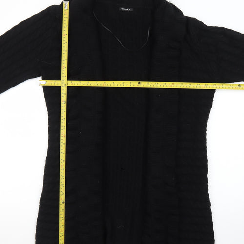 Roman Women's Black Long Sleeve Cable-Knit Open Cardigan Size 16