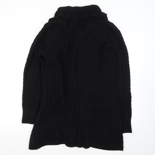 Roman Women's Black Long Sleeve Cable-Knit Open Cardigan Size 16