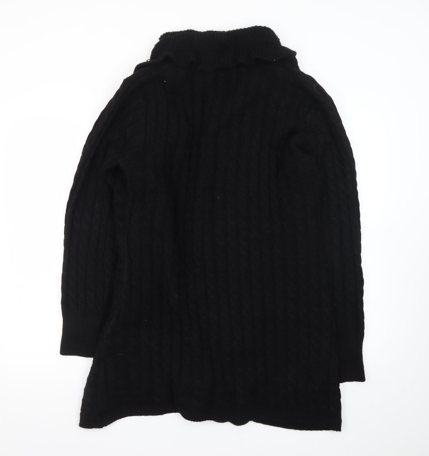 Roman Women's Black Long Sleeve Cable-Knit Open Cardigan Size 16