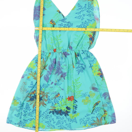 Lavand Women’s Blue Tropical Floral A-Line Dress XS