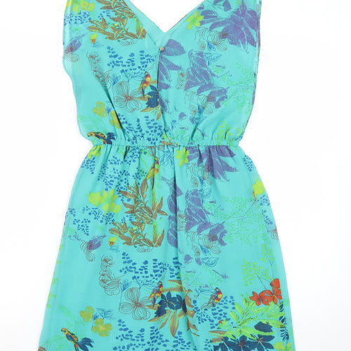 Lavand Women’s Blue Tropical Floral A-Line Dress XS