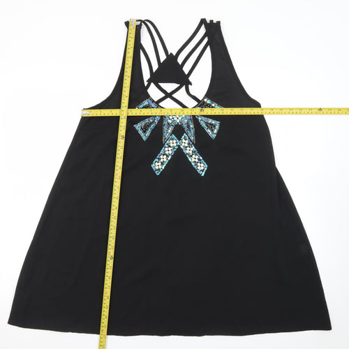 Reverse Women Black L Beaded Halter Slip Dress Summer Party