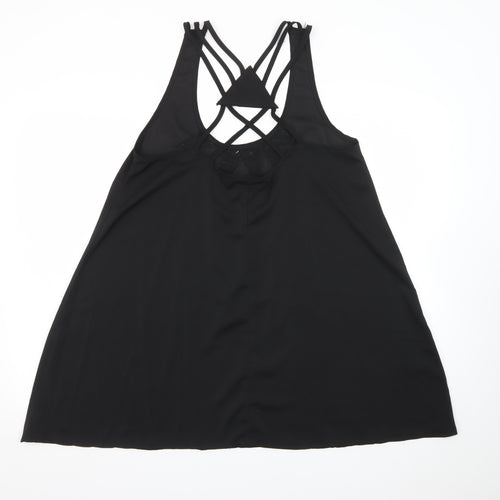 Reverse Women Black L Beaded Halter Slip Dress Summer Party