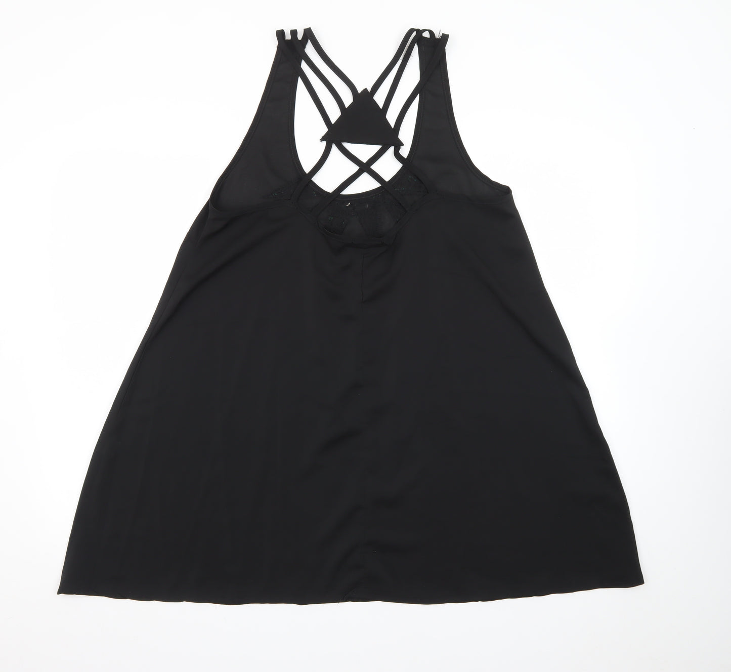 Reverse Women Black L Beaded Halter Slip Dress Summer Party
