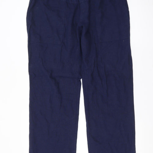 Blooming Marvellous Women Blue Linen Blend Relaxed Trousers Size 14