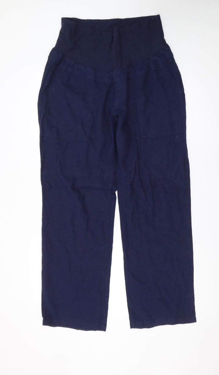 Blooming Marvellous Women Blue Linen Blend Relaxed Trousers Size 14