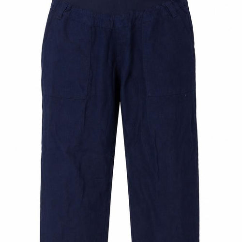 Blooming Marvellous Women Blue Linen Blend Relaxed Trousers Size 14